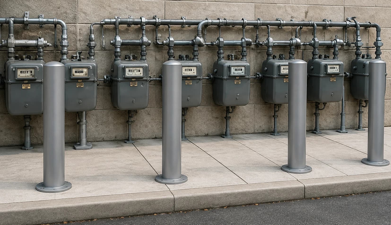 Bollards protecting gas units