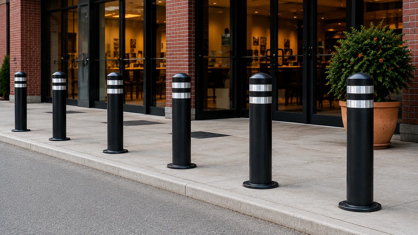Bollards protecting store fronts