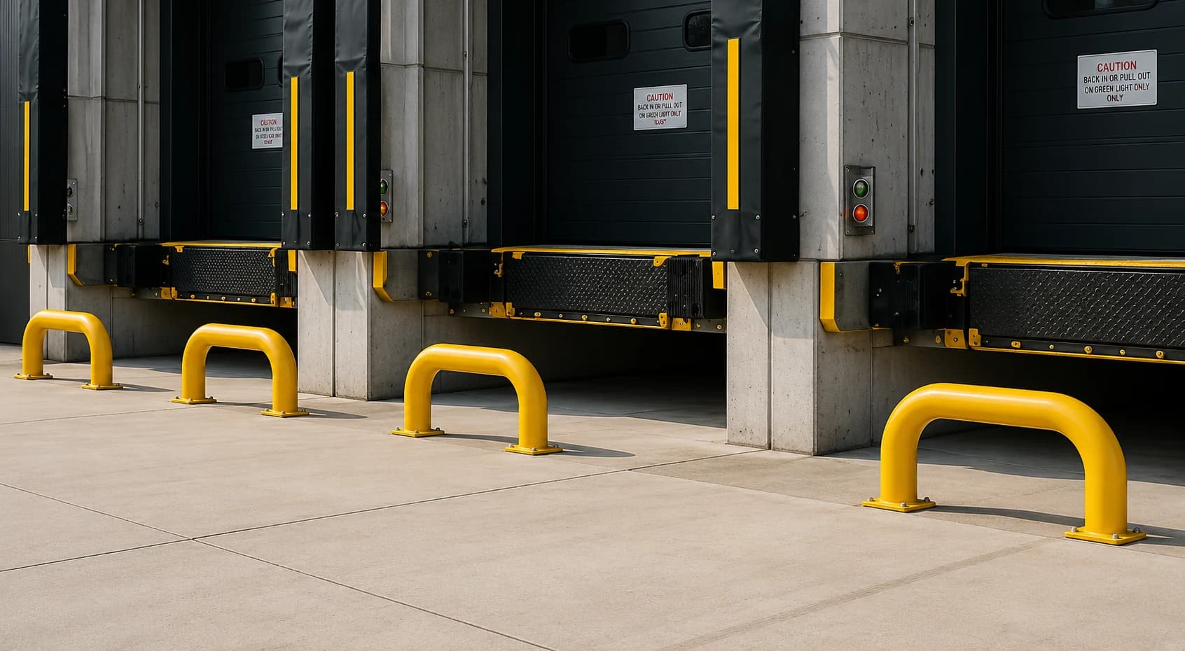 Bollards protecting truck docks