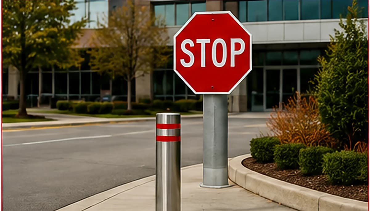 Sign Bollards on a commercial site
