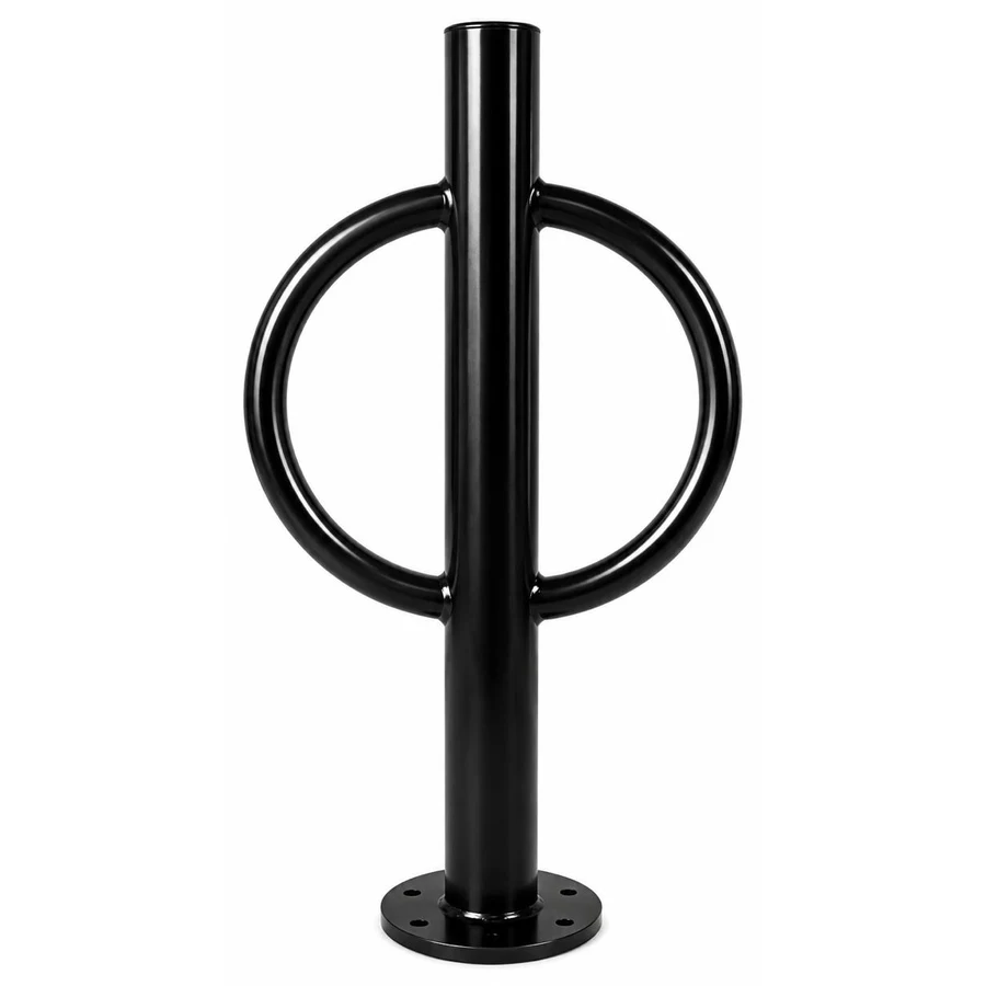 SBD-BRBM01 Double Moon bike rack bollard in powder-coated black