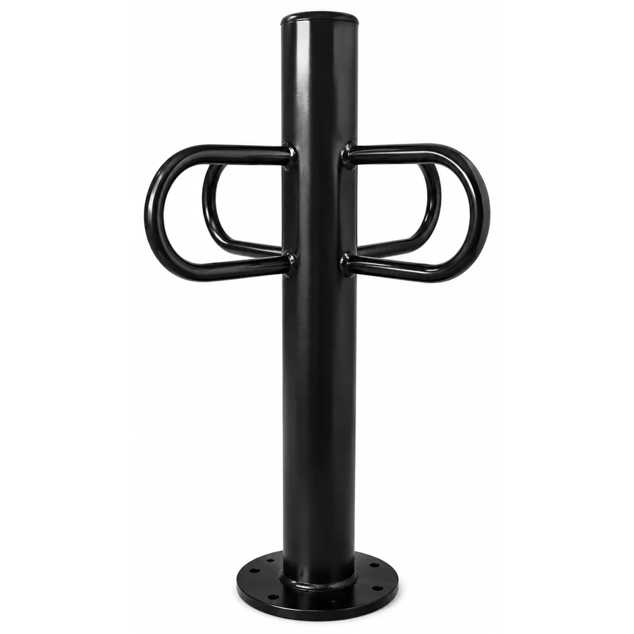 SBD-CBS4W01 4-Way bike rack with four U-shaped locking tubes